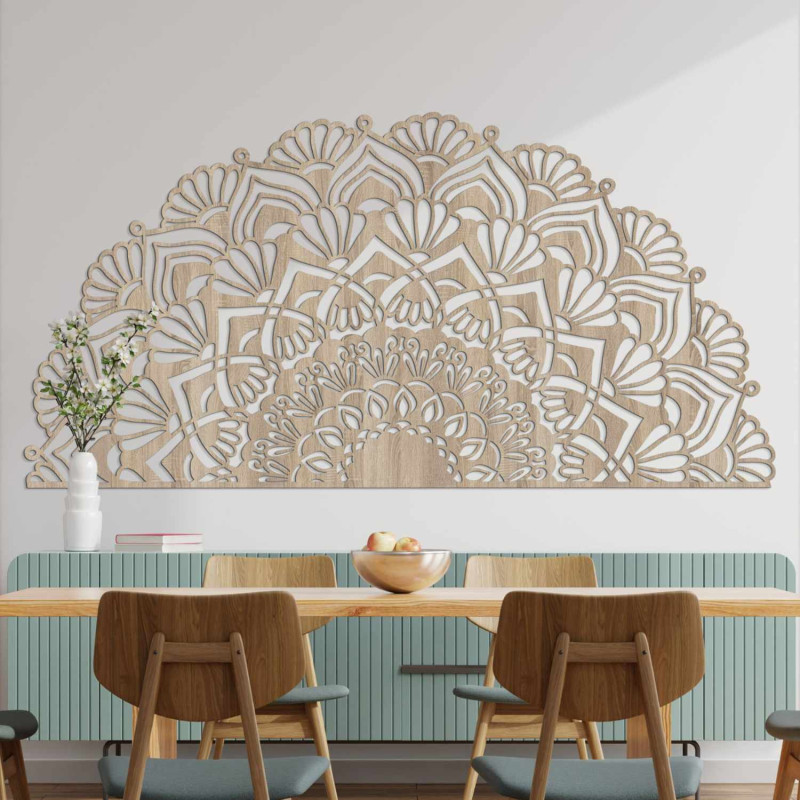 Modern wooden mandala decoration for a stylish and cozy interior
