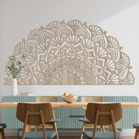 Modern wooden mandala decoration for a stylish and cozy interior