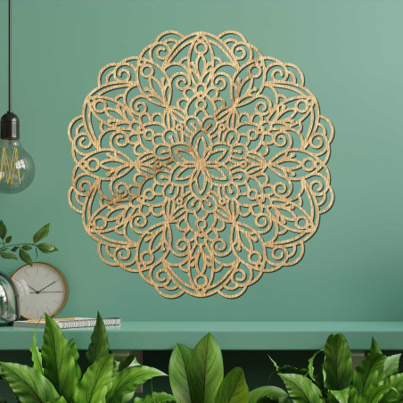 Luxurious wooden mandala decoration adds peace and elegance to the space