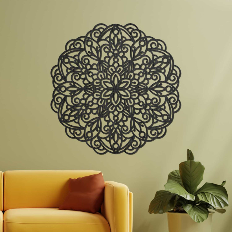 Luxurious wooden mandala decoration adds peace and elegance to the space