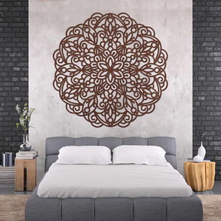 Modern wooden mandala painting for a stylish natural home interior