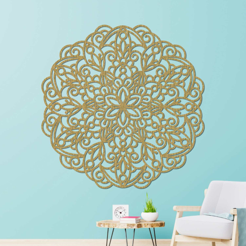 Luxurious wooden mandala decoration adds peace and elegance to the space