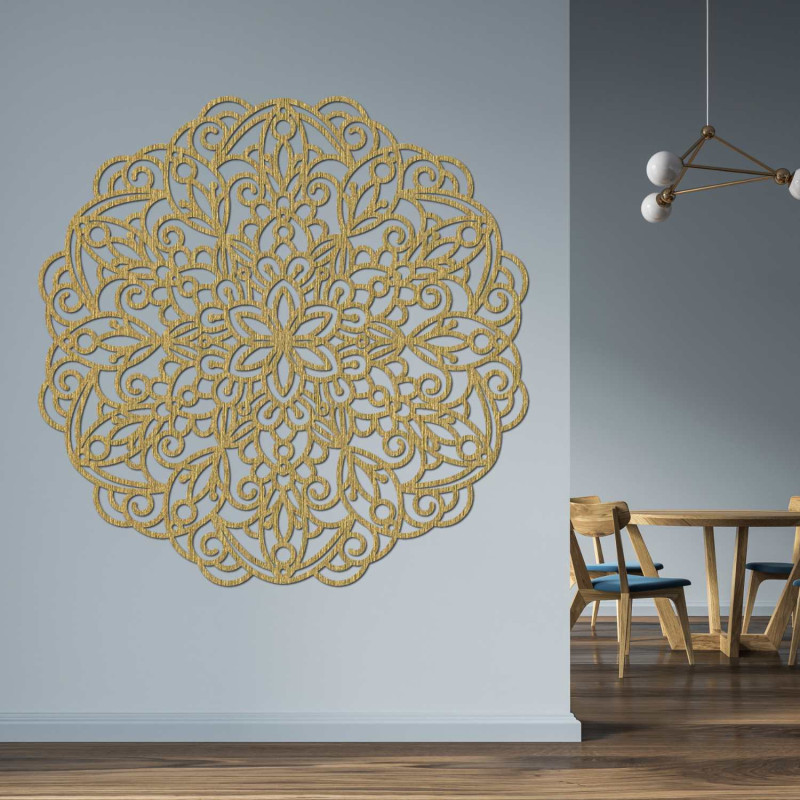Luxurious wooden mandala decoration adds peace and elegance to the space