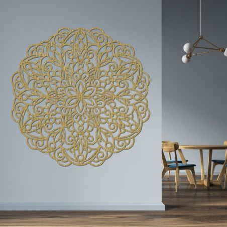 Luxurious wooden mandala decoration adds peace and elegance to the space