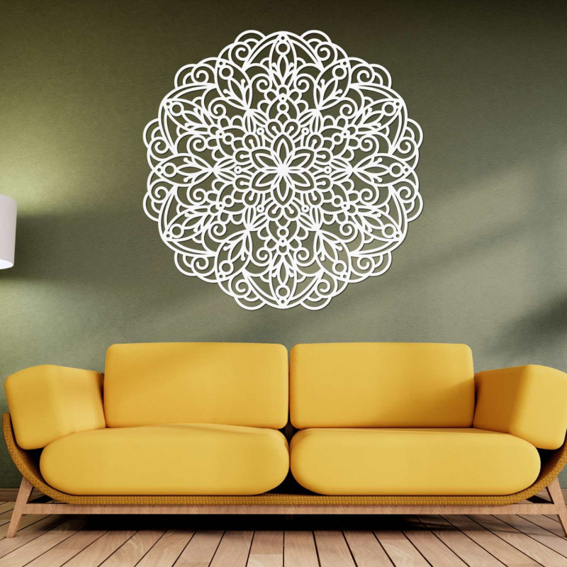 Modern wooden mandala painting for a stylish natural home interior