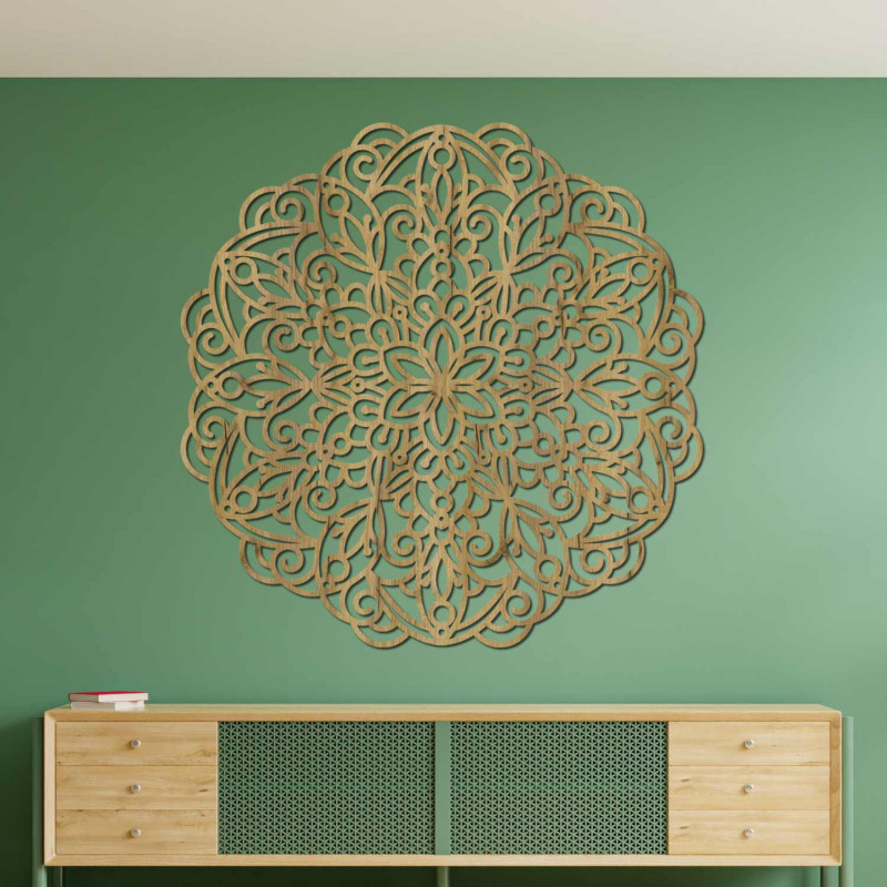 Luxurious wooden mandala on the wall for a harmonious and elegant interior