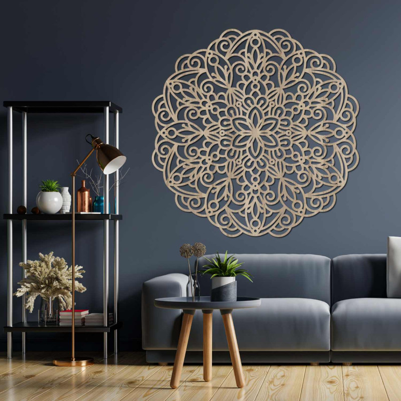 A modern wooden mandala creates a cozy and harmonious atmosphere in your home.
