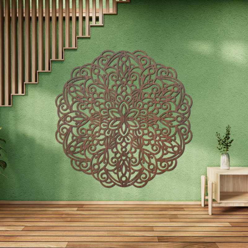 A modern wooden mandala creates a cozy and harmonious atmosphere in your home.