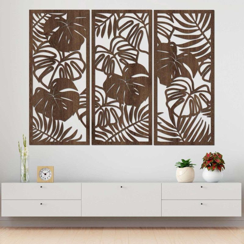 Tropical wooden painting for a modern interior