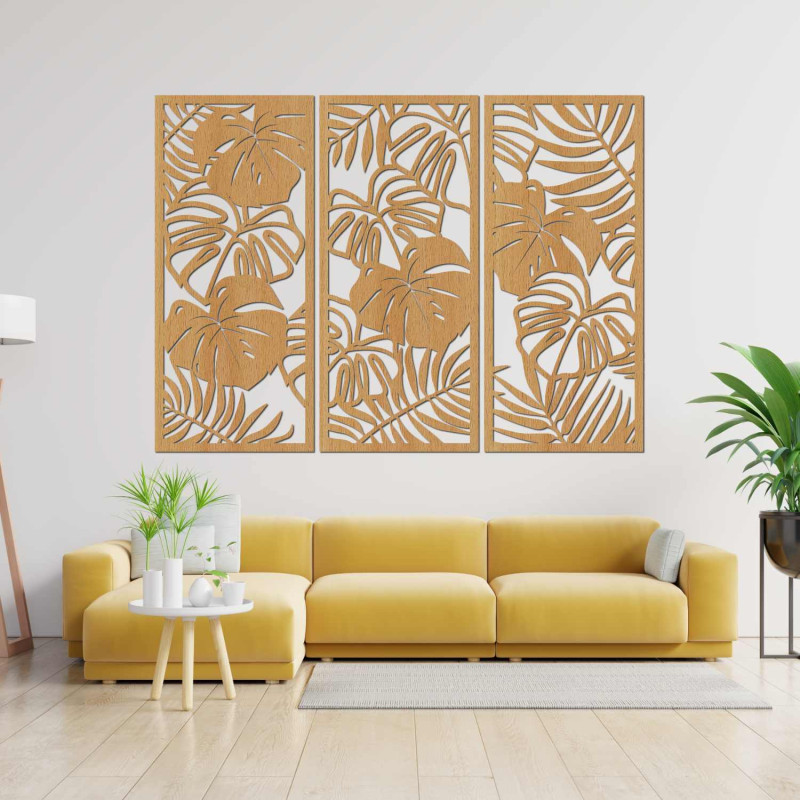 Tropical wooden painting for a modern interior