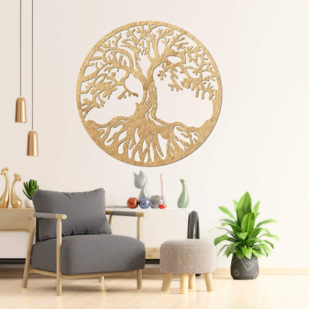 Modern wooden picture of the tree of life for a harmonious interior