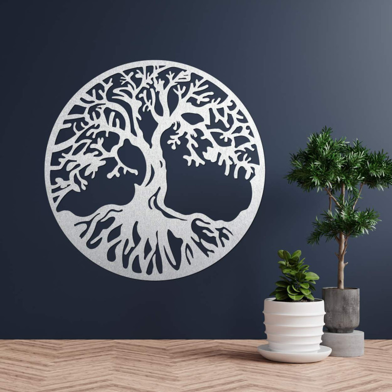 Minimalist tree of life on the wall with detailed workmanship