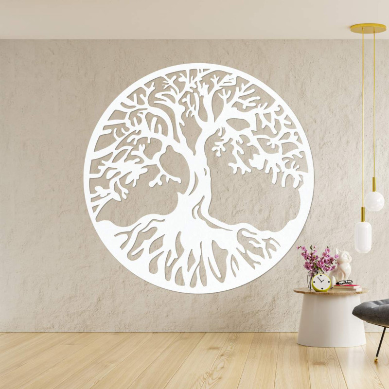 Minimalist tree of life on the wall with detailed workmanship