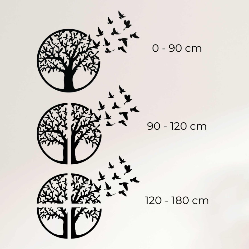Wooden picture tree of life flying birds
