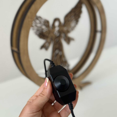 Elegant wooden LED angel lamp with warm backlight