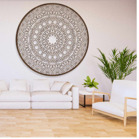 Modern circular wooden mandala painting for the living room