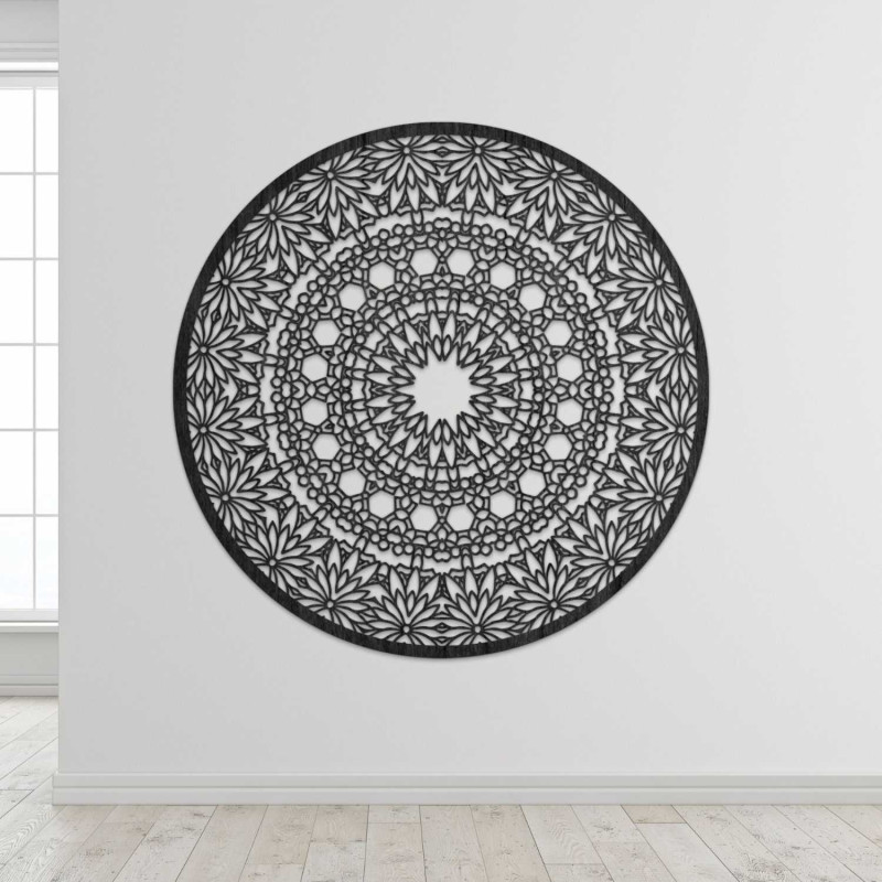 Elegant wooden mandala painting for a modern home