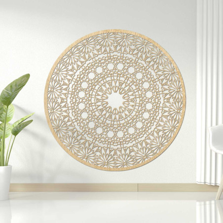 Designer mandala on the wall with a precise geometric pattern