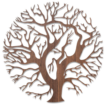 Modern Tree of Life on the wall made of natural wood