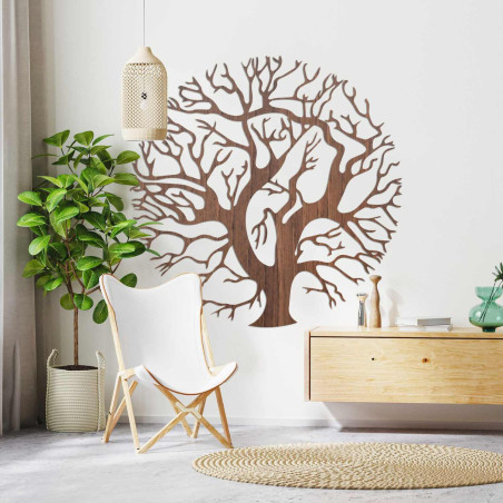 Modern Tree of Life on the wall made of natural wood