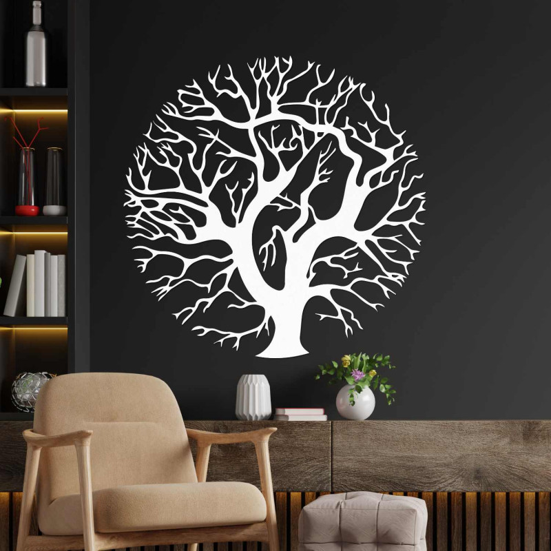 Modern Tree of Life on the wall made of natural wood
