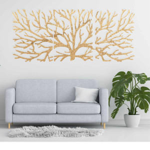 Wooden wall painting of branches made of plywood poplar. The painting consists of three parts 2