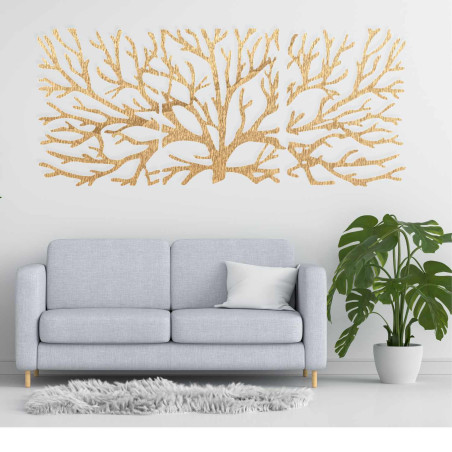 Luxurious wooden wall painting as a dominant element of the living room