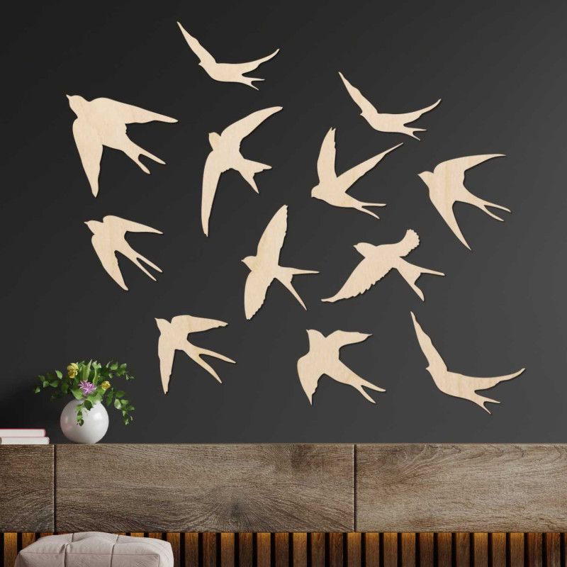 Wooden wall decorations flying birds | FLOCK
