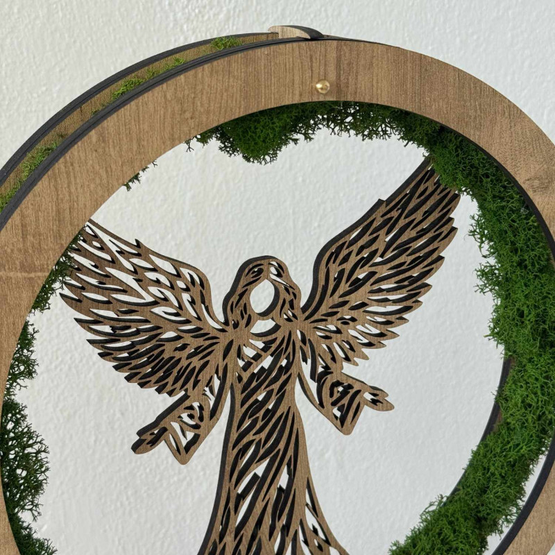 LED Angel with moss – wooden light decoration |...