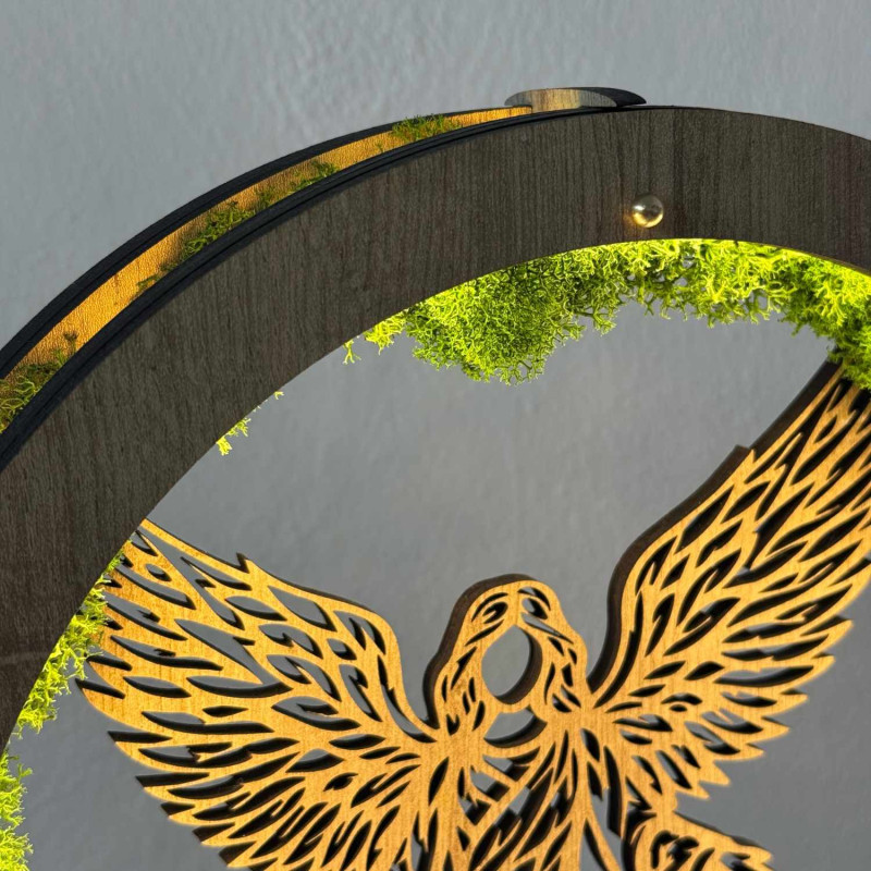 LED lamp Angel of Protection with stabilized moss and soft lighting