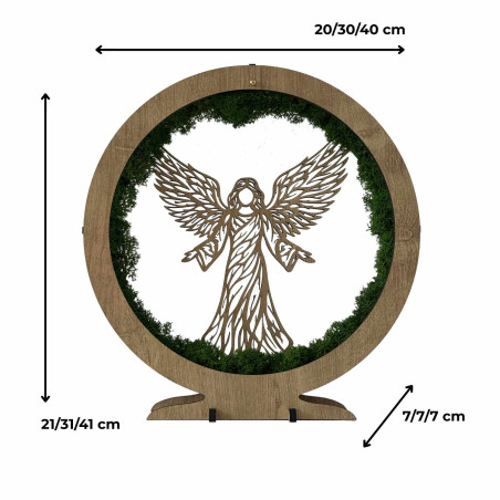 Luxury LED lamp Angel of Protection made of wood and stabilized moss