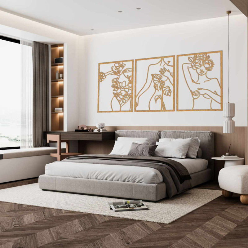 Elegant wall decoration depicting female silhouettes and flowers