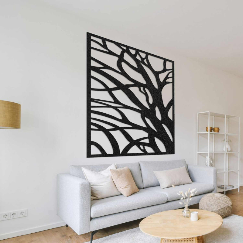 Modern wooden picture with a tree and branches motif on the wall