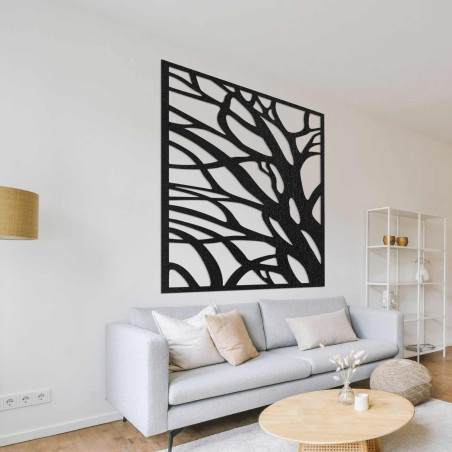 Modern wooden picture with a tree and branches motif on the wall