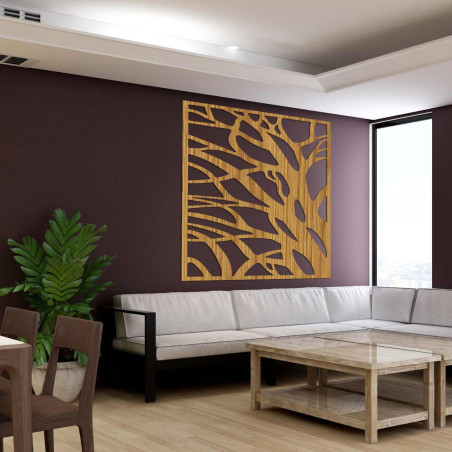 Modern wooden picture with a tree and branches motif on the wall