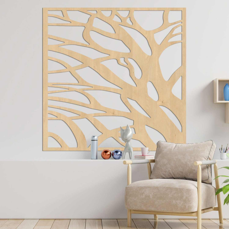 Abstract wooden wall decoration inspired by nature