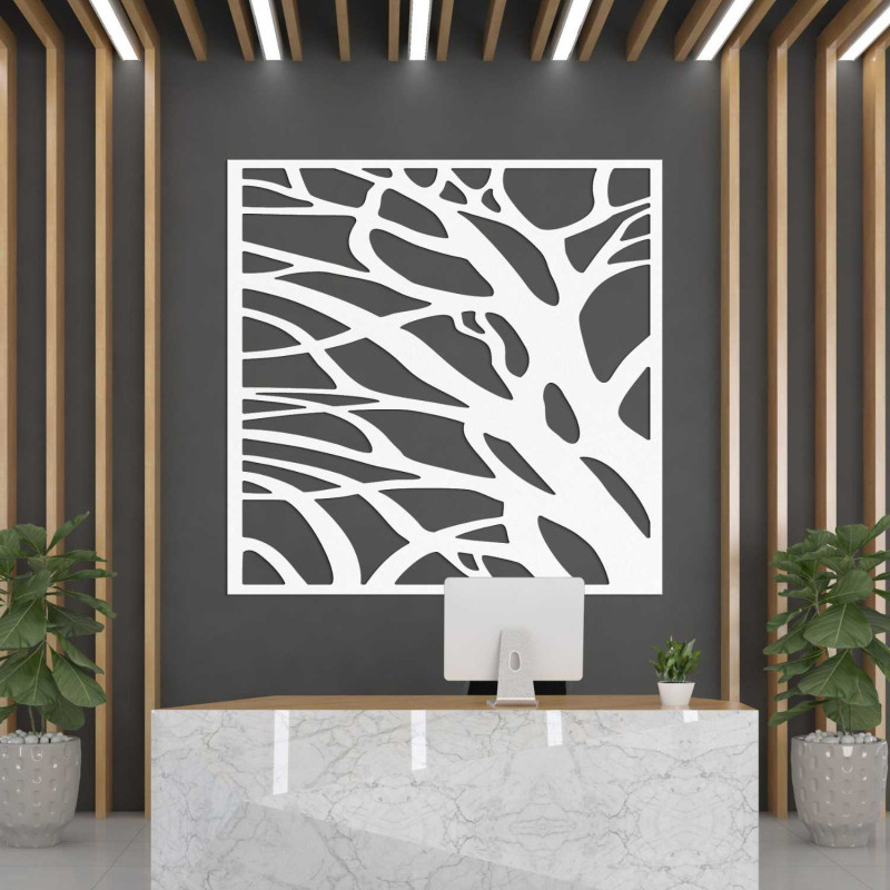 Modern wooden painting with an abstract tree motif for a stylish interior.