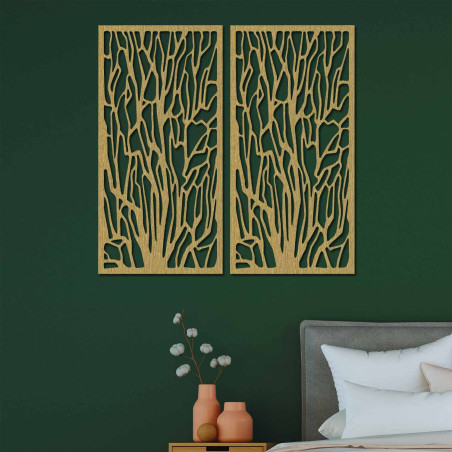 Elegant wall decoration depicting silhouettes of trees in a forest