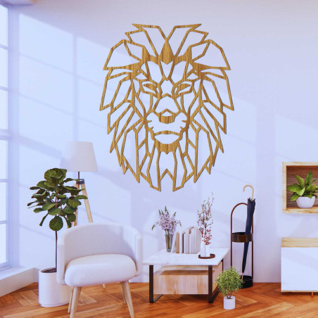 Original wooden lion wall decoration for a stylish interior