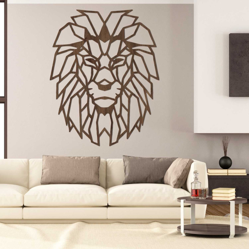 Original wooden lion wall decoration for a stylish interior
