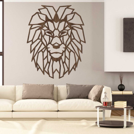 Original wooden lion wall decoration for a stylish interior