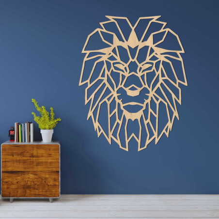 Original wooden lion wall decoration for a stylish interior