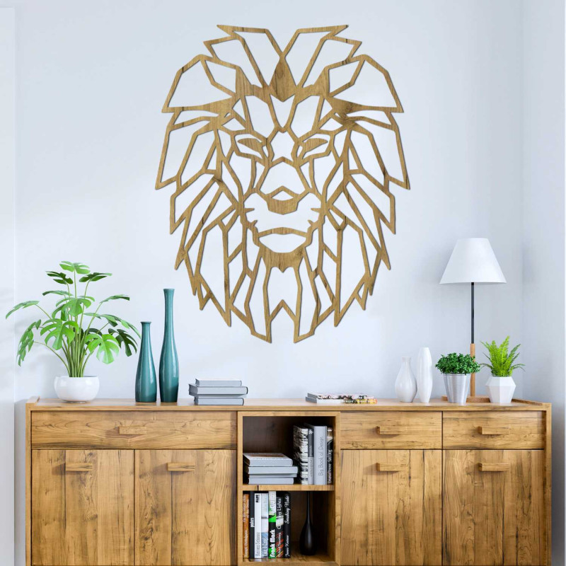 Original wooden lion wall decoration for a stylish interior