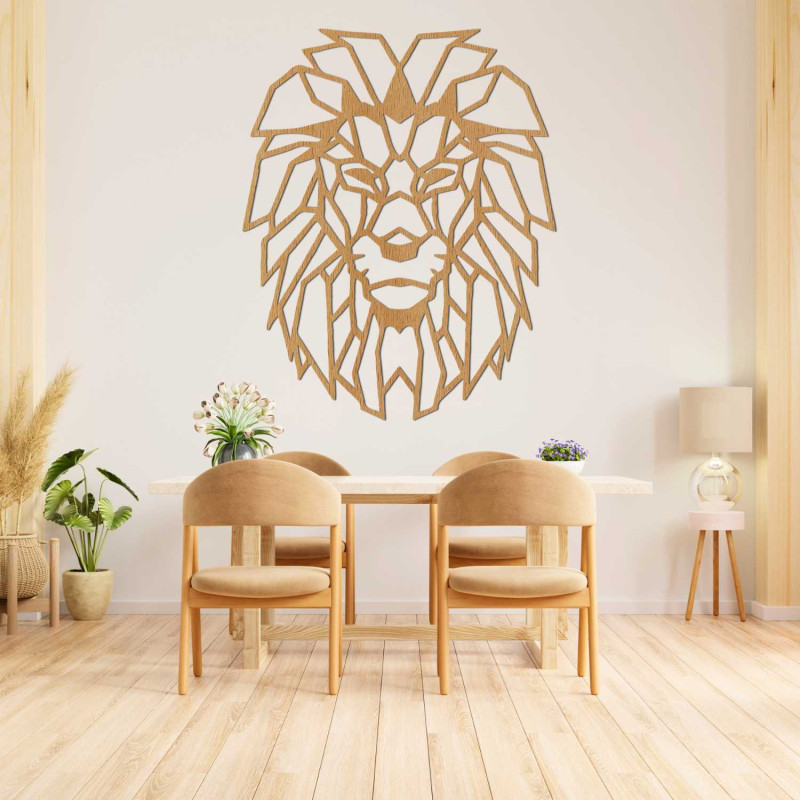 Original wooden lion wall decoration for a stylish interior