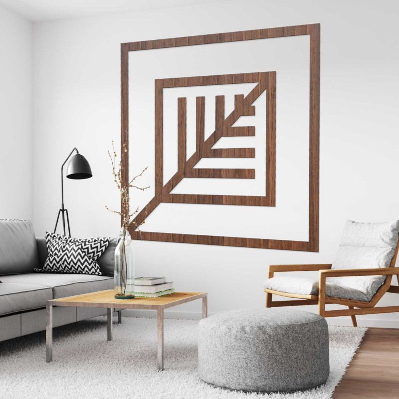 Elegant wall decoration with a geometric pattern made of wood
