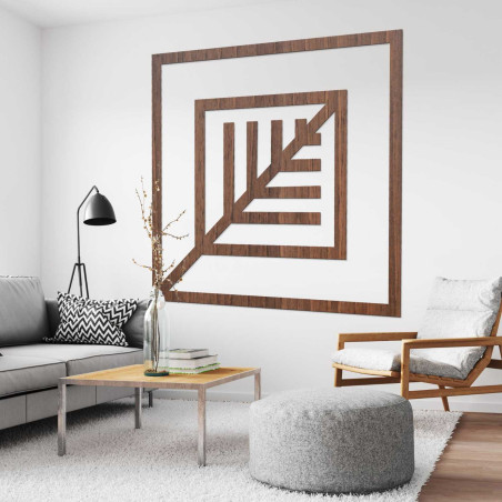 Elegant wall decoration with a geometric pattern made of wood