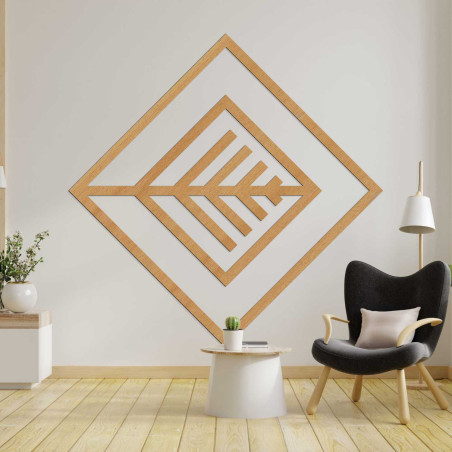 Elegant wall decoration with a geometric pattern made of wood