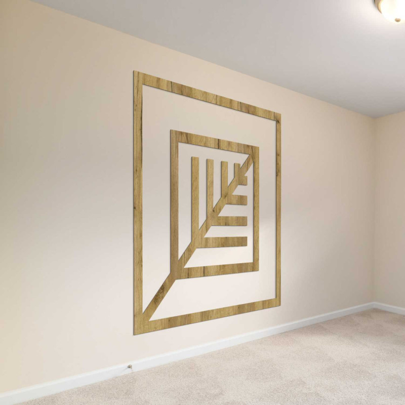 Elegant wall decoration with a geometric pattern made of wood