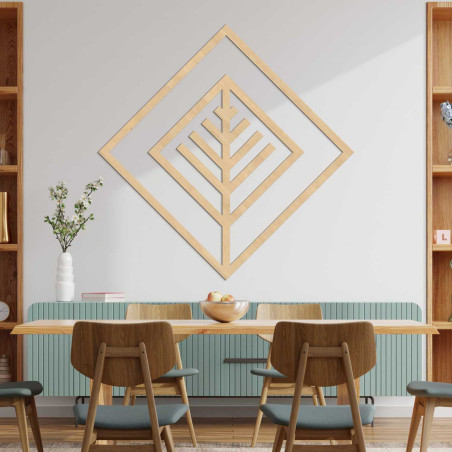 Elegant wall decoration with a geometric pattern made of wood