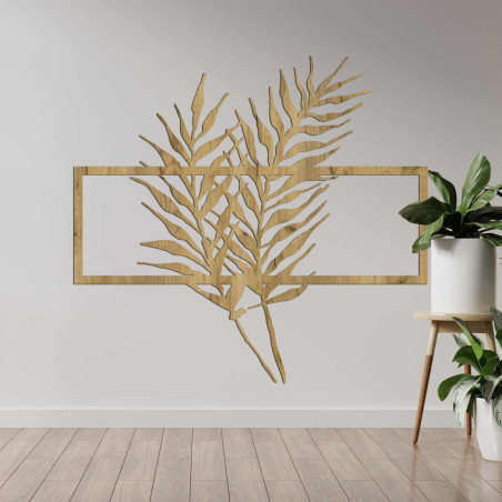 Elegant wall decoration with tropical palm leaves